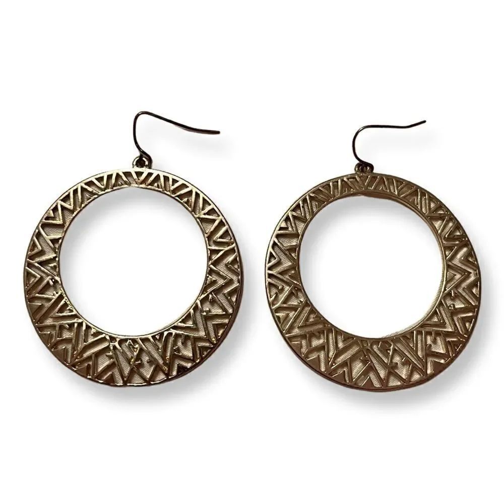 🤯5/$25🤯 Gold Tone Round Geometirc Dangle Earrings